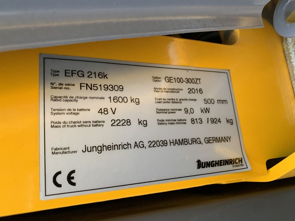 Carretilla elevadora eléctrica Jungheinrich EFG216k: foto 4