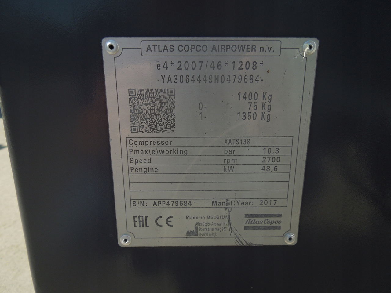 Compresor de aire Atlas Copco XATS 138: foto 7