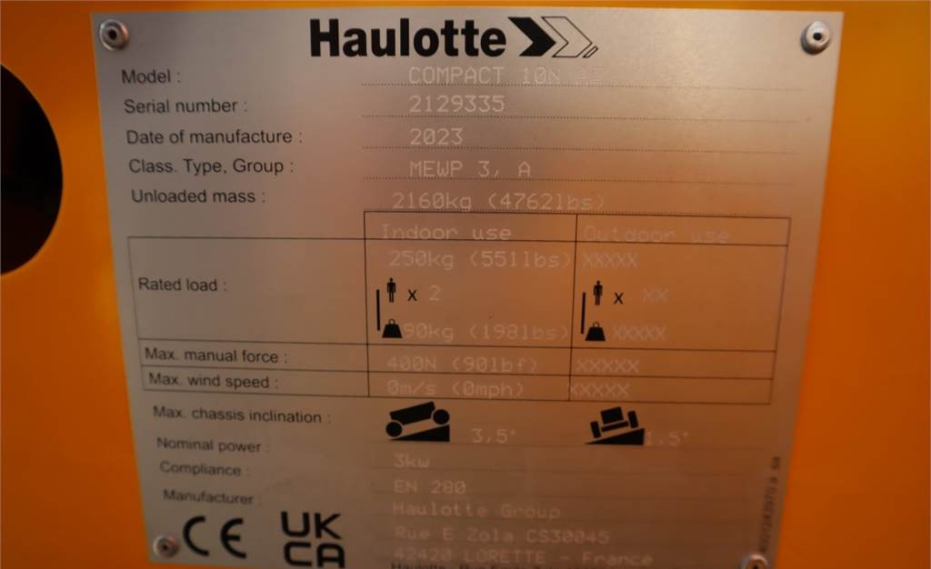 Plataforma de tijeras Haulotte COMPACT 10N Valid Iinspection, *Guarantee! 10m Wor: foto 7