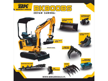 Berger Kraus Mini Excavator BK800BS torsion arm with FULL equipment - Miniexcavadora