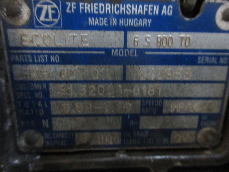 Caja de cambios para Camión MAN TGL 81.32004-6181 TRANSMISSIE 6 S 800 TO EURO 5: foto 5