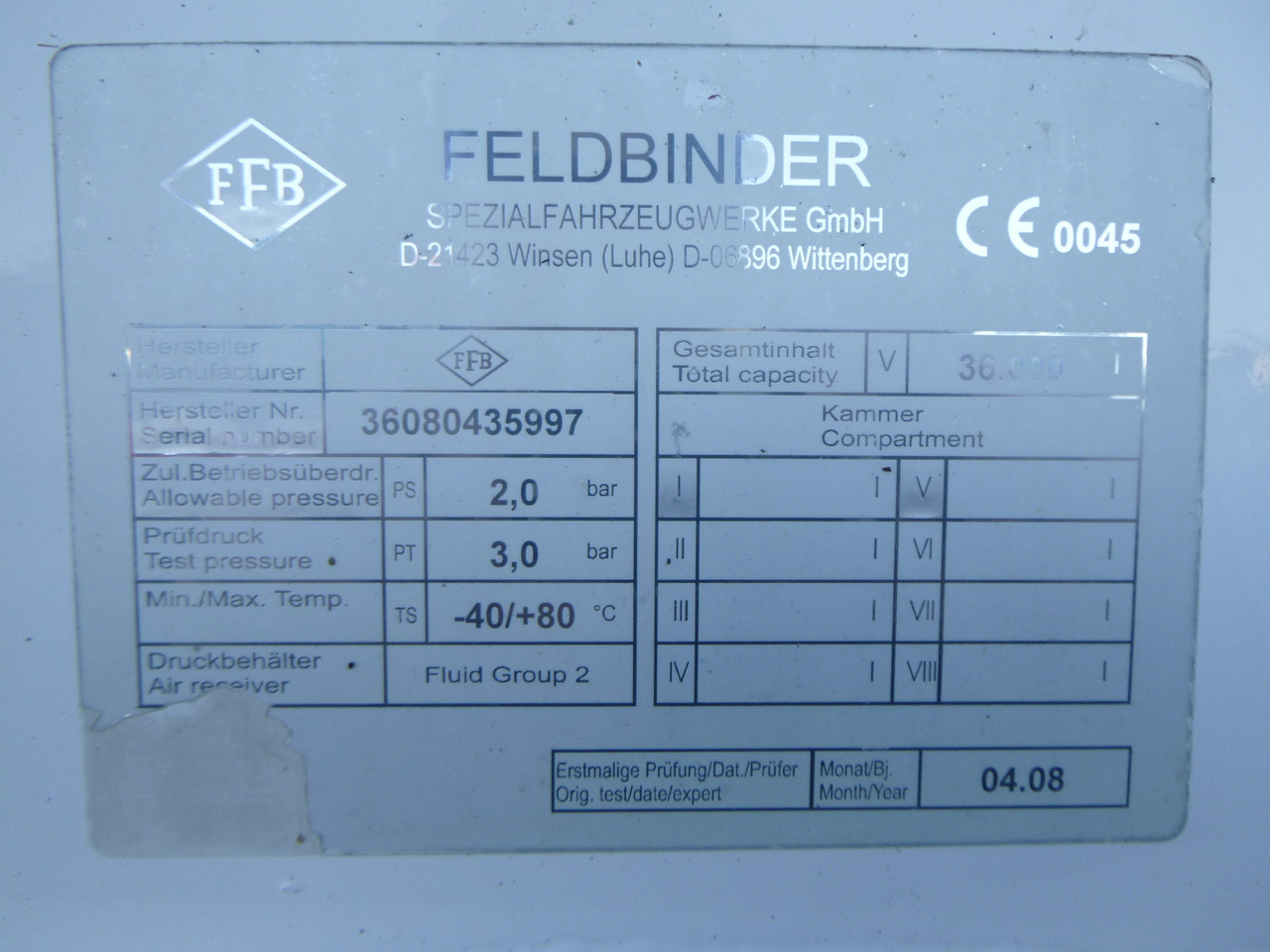 Leasing para Feldbinder Powder tank alu 36 m3 / 1 comp + compressor Feldbinder Powder tank alu 36 m3 / 1 comp + compressor: foto 24