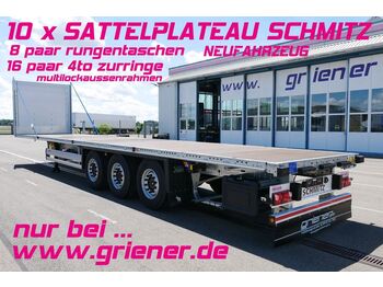 Semirremolque plataforma/ Caja abierta nuevo Schmitz Cargobull SCS 24/ PLATEAU / RUNGENTASCHEN / ZURRINGE /ZINK: foto 1