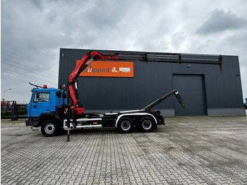 Camión multibasculante, Camión grúa MAN FE 410A, 6x4, EURO 2, Palfinger PK17000 Crane + VDL HOOK, full spring, manual gearbox, MOT 9/2025: foto 2