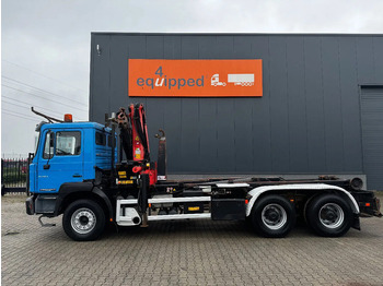 Camión multibasculante, Camión grúa MAN FE 410A, 6x4, EURO 2, Palfinger PK17000 Crane + VDL HOOK, full spring, manual gearbox, MOT 9/2025: foto 4