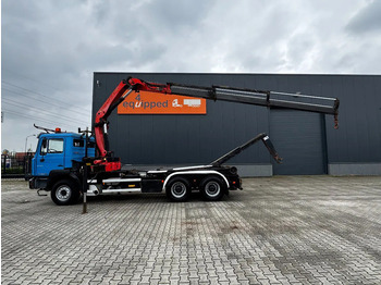 Camión multibasculante, Camión grúa MAN FE 410A, 6x4, EURO 2, Palfinger PK17000 Crane + VDL HOOK, full spring, manual gearbox, MOT 9/2025: foto 3