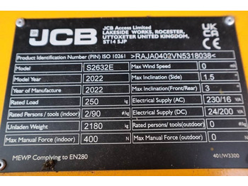 Plataforma de tijeras JCB S2632E Valid inspection, *Guarantee! New And Avail: foto 3