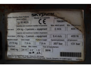 Plataforma de tijeras SkyJack SJ4626 ELECTRIC, 10M WORKING HEIGHT, 454KG CAPACIT: foto 3