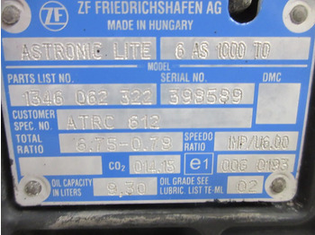Caja de cambios para Camión DAF 1721272 // 1719130 6 AS 1000 TO RATIO 6.75-0.79 DAF LF 230 EURO 6 MODEL 2020: foto 5