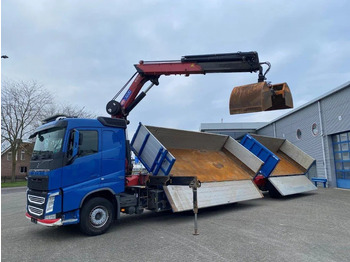 Camión grúa Volvo FH4-500 / HMF 3220K-RC / REMOTE / ROTATOR / 3SIDE TIPPER / DYNAMIC STEERING / ONLY:302623 KM / AUTOMATIC / EURO-6 / 2017: foto 2
