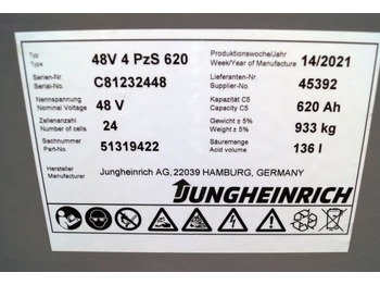 Acumulador para Equipo de manutención Jungheinrich unknown | Battery 48V620Ah 48 4PZS620  year 4/2021 933 kg dimension Battery 48V620Ah 48 4PZS620  year 4/2021 933 kg dimensions 83,5x52,5x78,5cm sn. C8122448: foto 3