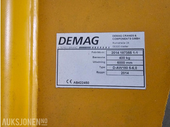 Grúa 2014 Demag D-AW180 5-6,0 Svingkran med kjettingtalje – 400 kg / 6 meter: foto 3