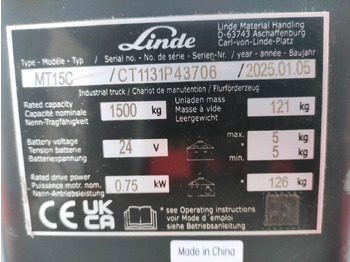 Transpaleta Linde MT15C: foto 5