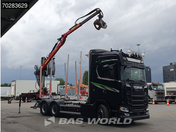 Camión forestal, Camión grúa Scania S650 S 6X4 Tajfun LIV100K Kran Holztransport Retarder 3-Pedals Euro 6: foto 3