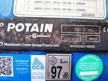 Grúa automontante Potain IGO T70A: foto 3