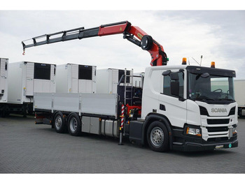 Camión caja abierta, Camión grúa Scania P 410 / 6 X 2 / SKRZYNIOWY + HDS / PALFINGER PK 24 001 / OŚ SKRĘ: foto 2