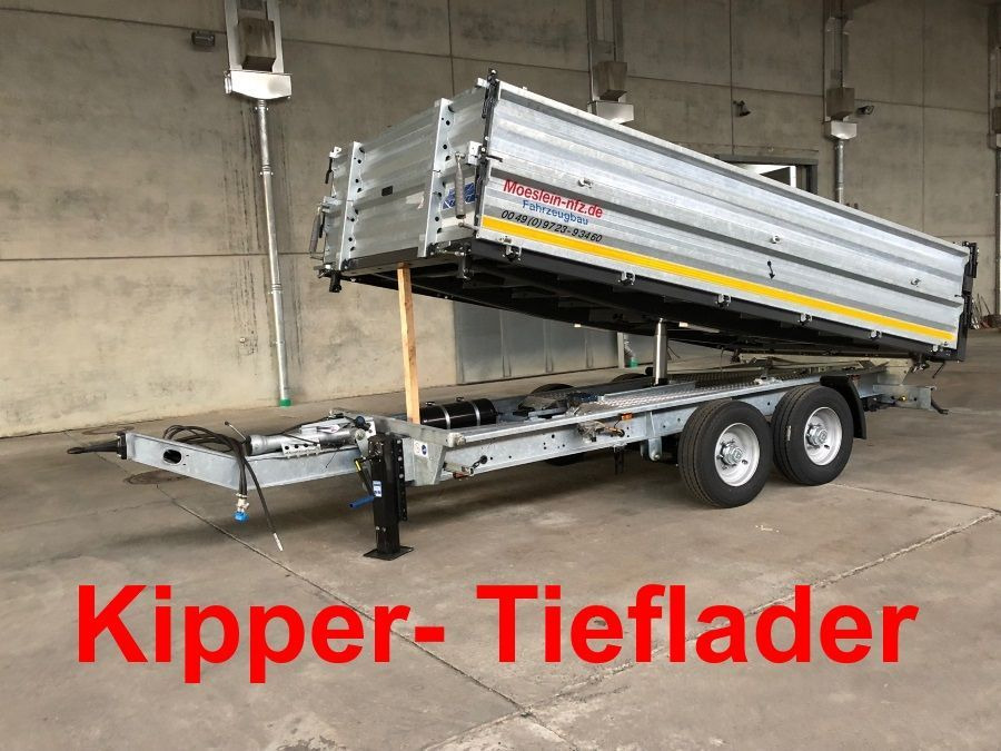 Möslein 13 t Tandem Kipper Tiefladermit Bordwand- Aufsa - Remolque volquete: foto 1 Möslein 13 t Tandem Kipper Tiefladermit Bordwand- Aufsa - Remolque volquete: foto 1
