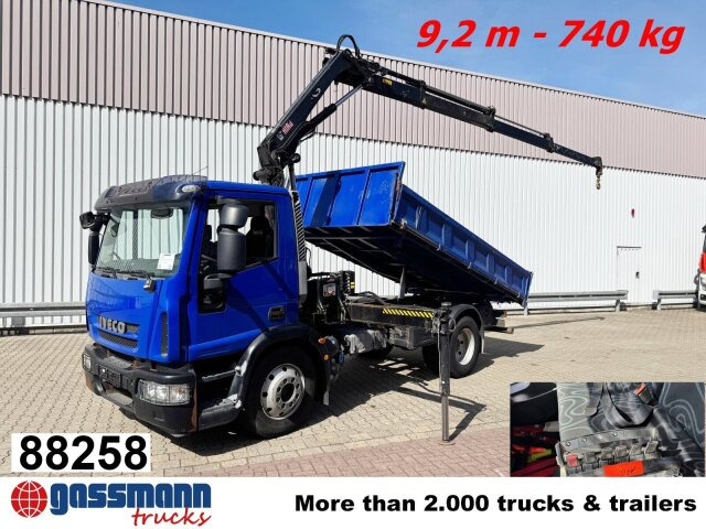 Iveco EuroCargo ML120E28K 4x2 mit Kran Hiab XS088 ES-3 - Camión volquete, Camión grúa: foto 1 Iveco EuroCargo ML120E28K 4x2 mit Kran Hiab XS088 ES-3 - Camión volquete, Camión grúa: foto 1