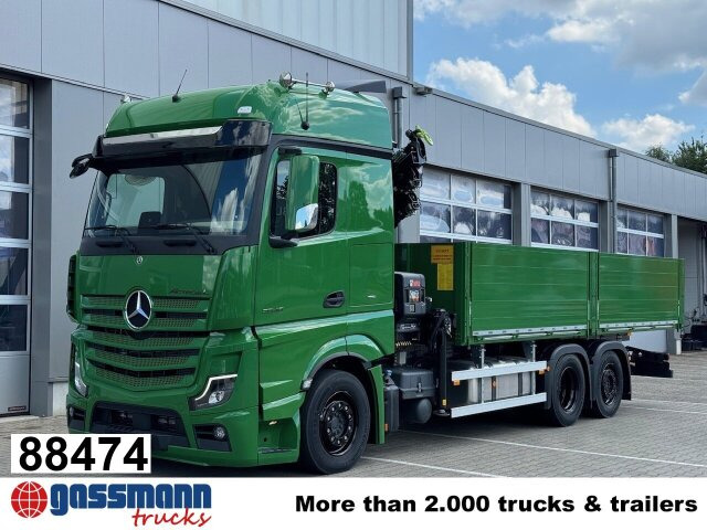 Mercedes-Benz Actros 2548 L 6x2, Actros 2548 L, 6x2 mit Kran - Camión caja abierta, Camión grúa: foto 1 Mercedes-Benz Actros 2548 L 6x2, Actros 2548 L, 6x2 mit Kran - Camión caja abierta, Camión grúa: foto 1