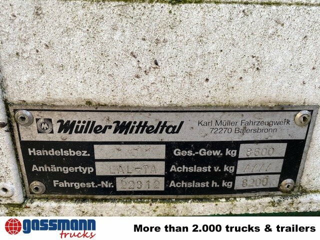 Müller-Mitteltal EAL-TA 8.6 - Remolque plataforma/ Caja abierta: foto 4 Müller-Mitteltal EAL-TA 8.6 - Remolque plataforma/ Caja abierta: foto 4