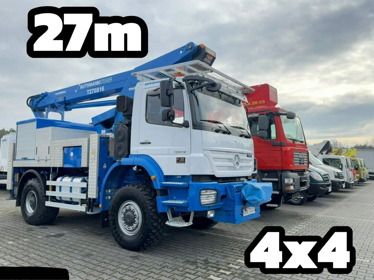 Mercedes AXOR 1829 4x4 Zwyżka RUTHMANN STEIGER T270S16 Podnośnik Koszowy - Camión con plataforma elevadora: foto 1 Mercedes AXOR 1829 4x4 Zwyżka RUTHMANN STEIGER T270S16 Podnośnik Koszowy - Camión con plataforma elevadora: foto 1