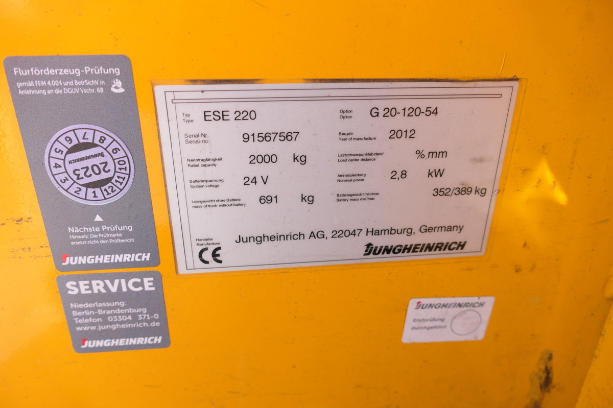 Transpaleta JUNGHEINRICH ESE 220 Batterie 51/2019: foto 10