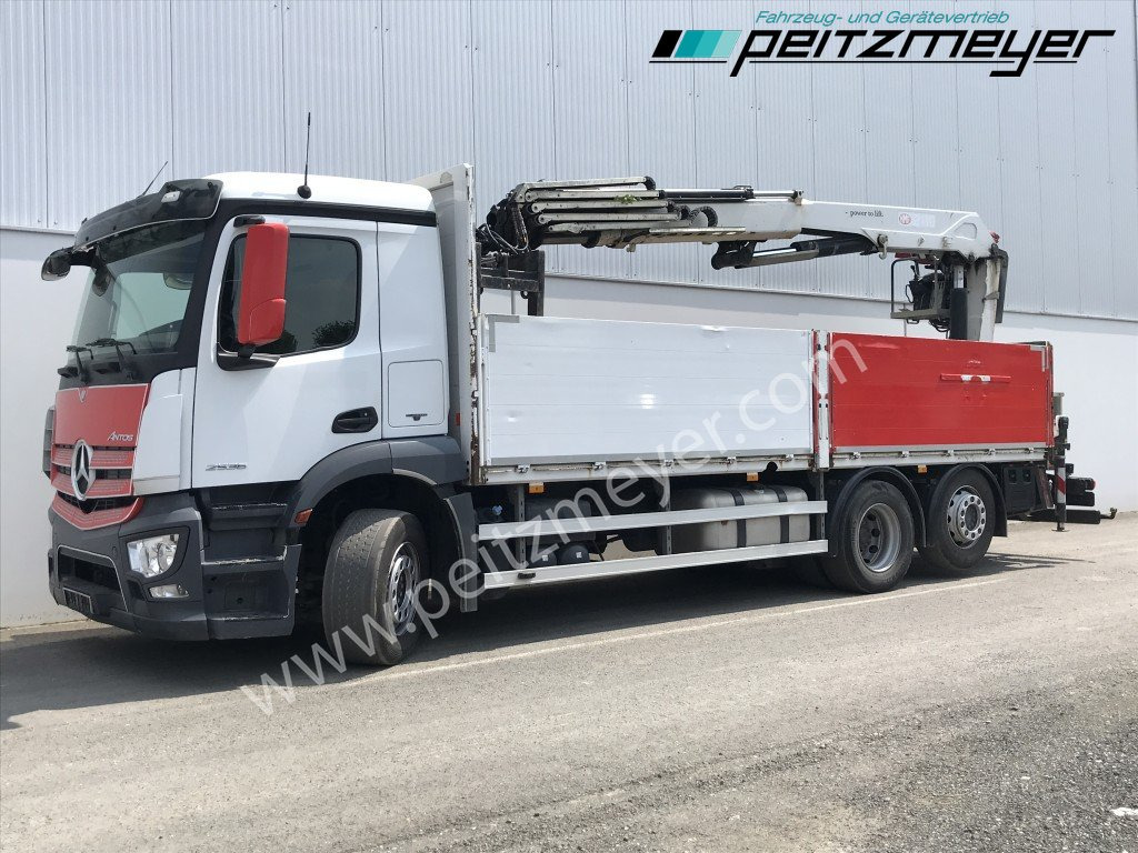 MERCEDES-BENZ Antos 2536 LL Pritsche HMF 2110-L5 5 fach Ausschub mit Steinzange - Camión caja abierta, Camión grúa: foto 1 MERCEDES-BENZ Antos 2536 LL Pritsche HMF 2110-L5 5 fach Ausschub mit Steinzange - Camión caja abierta, Camión grúa: foto 1