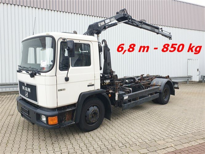 MAN 14.152 F 4x2 BB 14.152 F 4x2 BB mit Kran Hiab 060-2 - Camión multibasculante, Camión grúa: foto 1 MAN 14.152 F 4x2 BB 14.152 F 4x2 BB mit Kran Hiab 060-2 - Camión multibasculante, Camión grúa: foto 1