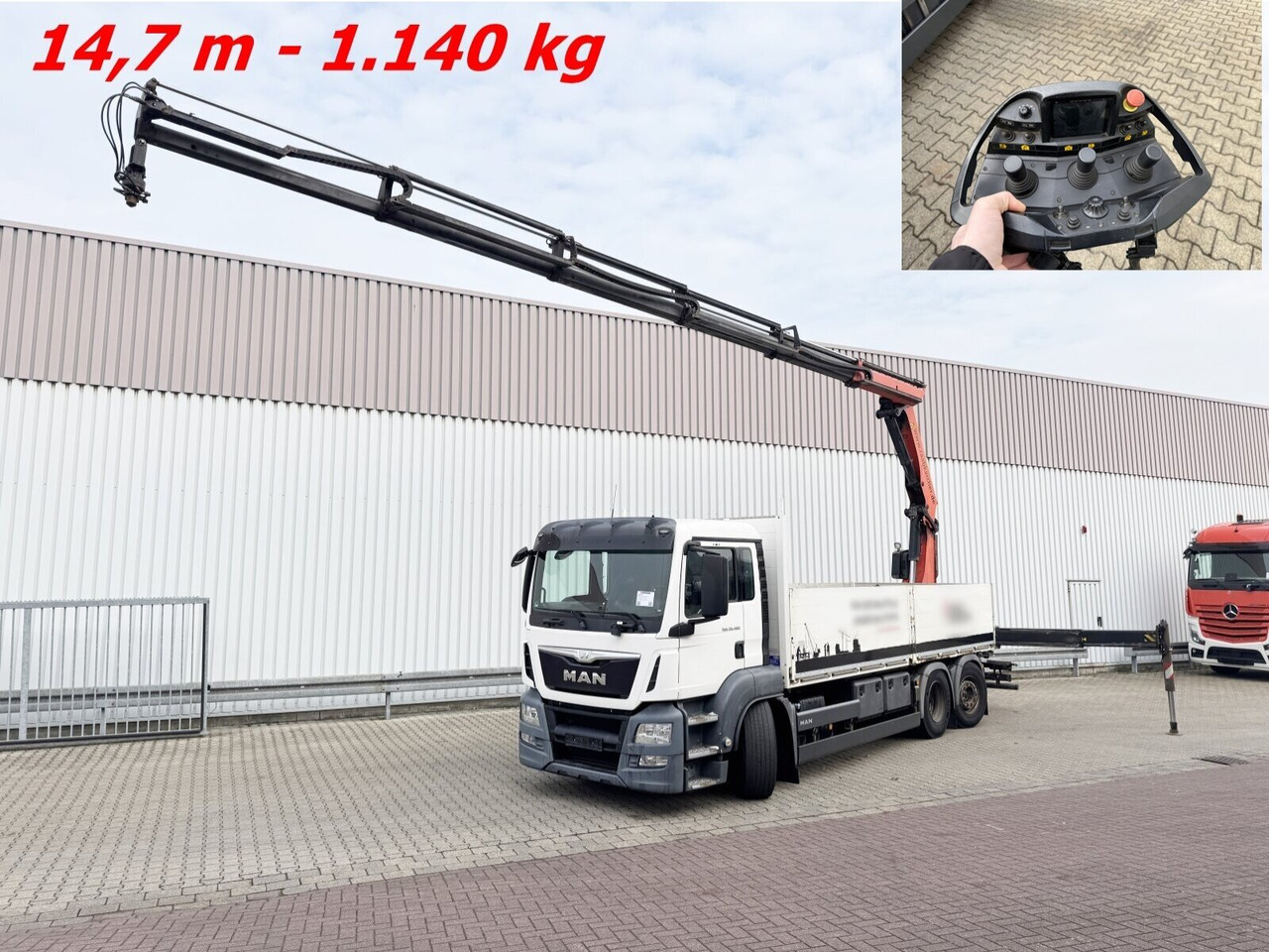 MAN TGS 26.400 6x2-4 LL TGS 26.400 6x2-4 LL, Navi, Lenk-/Liftachse, Heckkran Palfinger PK23002-SH D, Funk - Camión grúa: foto 1 MAN TGS 26.400 6x2-4 LL TGS 26.400 6x2-4 LL, Navi, Lenk-/Liftachse, Heckkran Palfinger PK23002-SH D, Funk - Camión grúa: foto 1