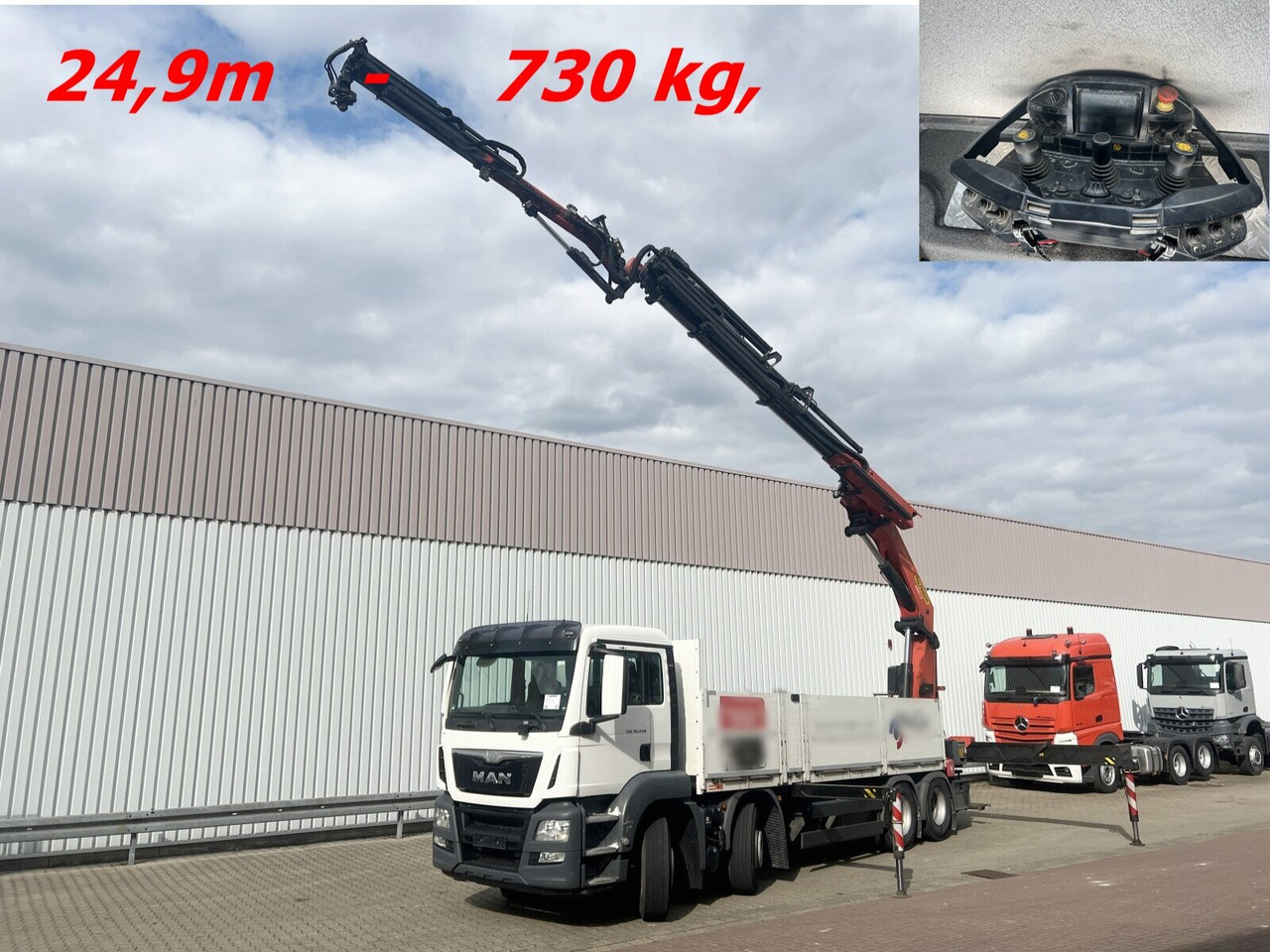 MAN TGS 35.440 8x4 BL TGS 35.440 8x4 BL, Navi, Heckkran Palfinger PK42002 SH-F + Jip PJ 060 B, 24,9m-730kg, Funk - Camión grúa, Camión caja abierta: foto 1 MAN TGS 35.440 8x4 BL TGS 35.440 8x4 BL, Navi, Heckkran Palfinger PK42002 SH-F + Jip PJ 060 B, 24,9m-730kg, Funk - Camión grúa, Camión caja abierta: foto 1