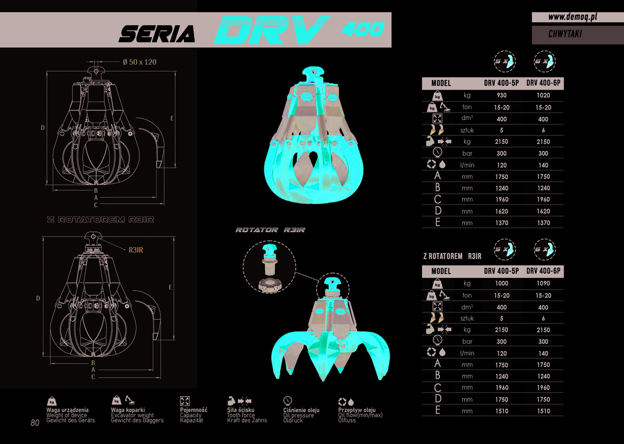 DEMOQ DRV400 - Pinza de manipulación para Maquinaria de construcción: foto 3 DEMOQ DRV400 - Pinza de manipulación para Maquinaria de construcción: foto 3