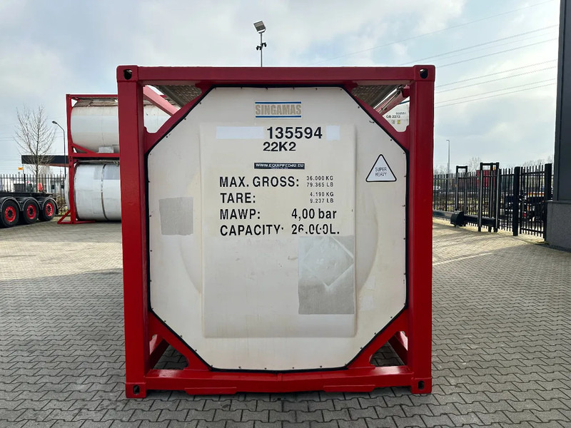SINGAMAS 20FT ISO, 26.000L/1-COMP/3 BAFFELS/3 manholes, 5Y: 08-2027, L4BN, T11 - Tanque de almacenamiento: foto 5 SINGAMAS 20FT ISO, 26.000L/1-COMP/3 BAFFELS/3 manholes, 5Y: 08-2027, L4BN, T11 - Tanque de almacenamiento: foto 5