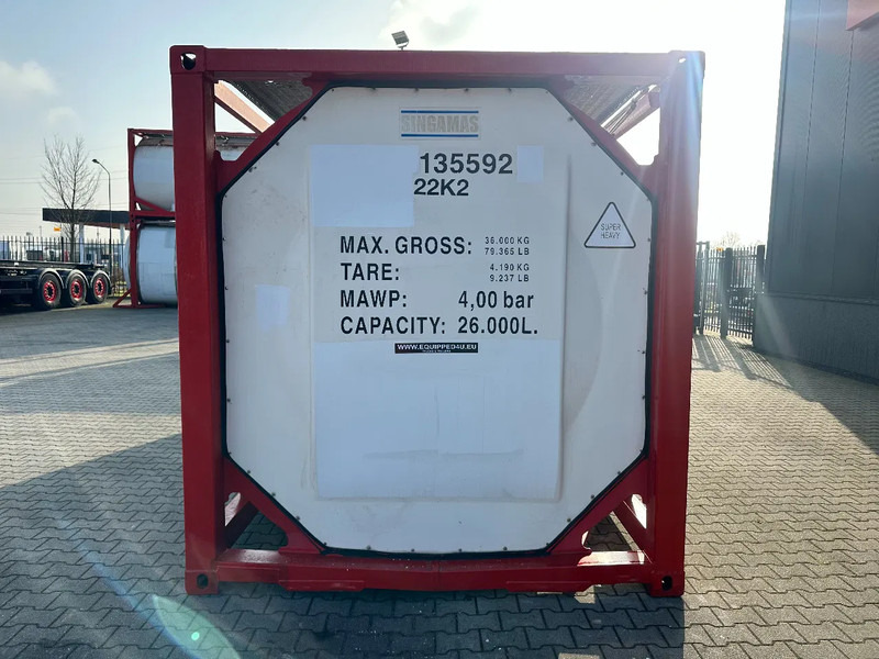 SINGAMAS 20FT ISO, 26.000L/1-COMP/3 BAFFELS/3 manholes, 5Y: 08-2027, L4BN, T11 - Tanque de almacenamiento: foto 4 SINGAMAS 20FT ISO, 26.000L/1-COMP/3 BAFFELS/3 manholes, 5Y: 08-2027, L4BN, T11 - Tanque de almacenamiento: foto 4