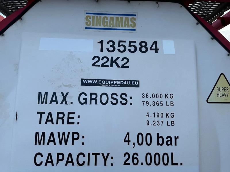 Leasing para SINGAMAS 20FT ISO, 26.000L/1-COMP/3 BAFFELS/3 manholes, ADR inspectio valid till: 07/2025 SINGAMAS 20FT ISO, 26.000L/1-COMP/3 BAFFELS/3 manholes, ADR inspectio valid till: 07/2025: foto 13