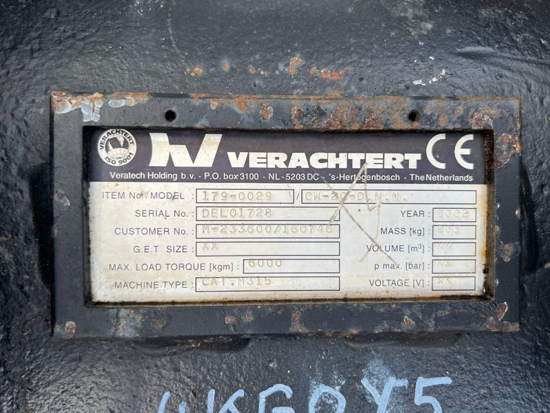 Acoplamiento rápido para Maquinaria de construcción Verachtert CW20 - M316C: foto 14 Acoplamiento rápido para Maquinaria de construcción Verachtert CW20 - M316C: foto 14