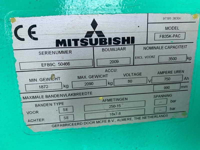 Mitsubishi FB35K-PAC - Carretilla elevadora eléctrica: foto 2 Mitsubishi FB35K-PAC - Carretilla elevadora eléctrica: foto 2