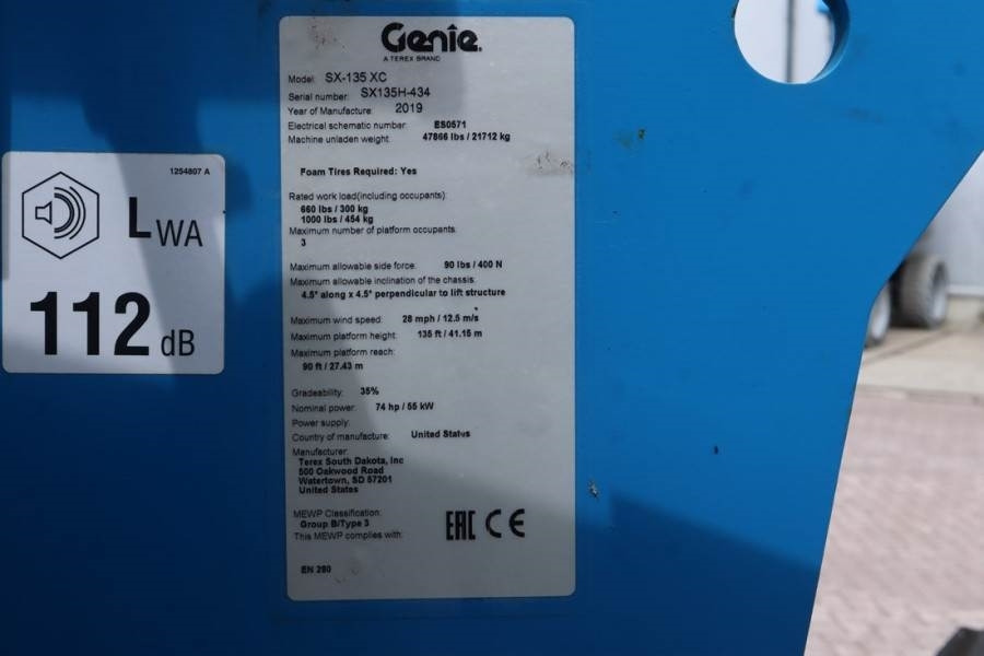 Genie SX135XC Diesel, 43m Working Height, 27.5m Reach, B - Plataforma telescopica: foto 5 Genie SX135XC Diesel, 43m Working Height, 27.5m Reach, B - Plataforma telescopica: foto 5
