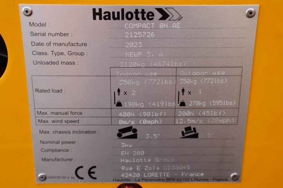 Plataforma de tijeras Haulotte Compact 8N Valid inspection, *Guarantee! 8m Workin: foto 11