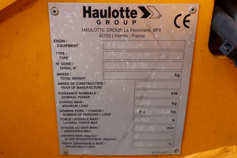 Plataforma de tijeras Haulotte H15SXL Diesel, 4x4 Drive, 15m Working Height, 500k: foto 7