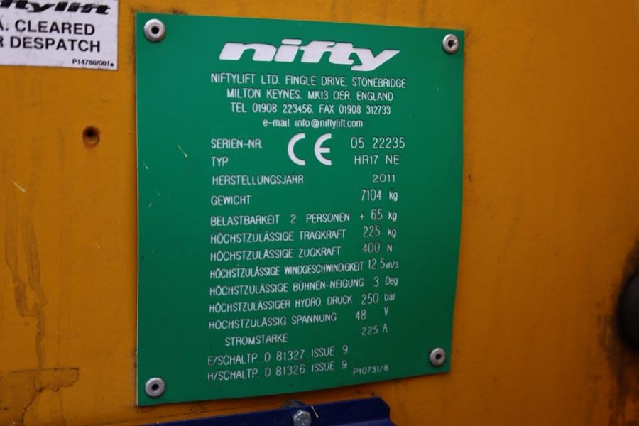 Leasing para Niftylift HR17NE Electric, 17m Working Height, 9.7m Reach, 2 Niftylift HR17NE Electric, 17m Working Height, 9.7m Reach, 2: foto 6 Leasing para Niftylift HR17NE Electric, 17m Working Height, 9.7m Reach, 2 Niftylift HR17NE Electric, 17m Working Height, 9.7m Reach, 2: foto 6