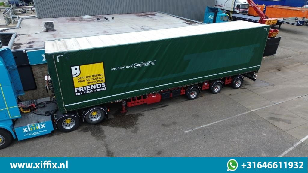 Meusburger 3-ass. Vlakke dubbel 2x uitschuifbare oplegger met huifopbouw / 3x ge - Semirremolque plataforma/ Caja abierta: foto 1 Meusburger 3-ass. Vlakke dubbel 2x uitschuifbare oplegger met huifopbouw / 3x ge - Semirremolque plataforma/ Caja abierta: foto 1