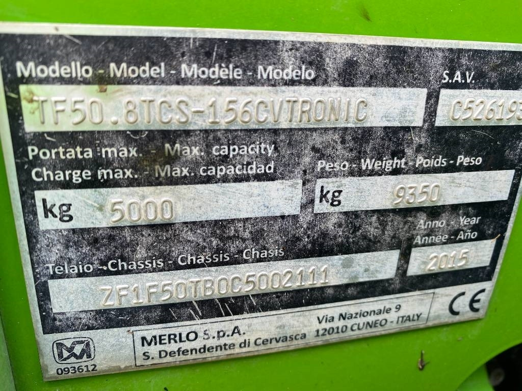 Cargadora de ruedas telescópica Merlo TF 50.8TCS-156CVTRONIC Origine Francaise endommagé: foto 7