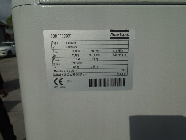 Atlas Copco GA30VSDFF - Compresor de aire: foto 4 Atlas Copco GA30VSDFF - Compresor de aire: foto 4