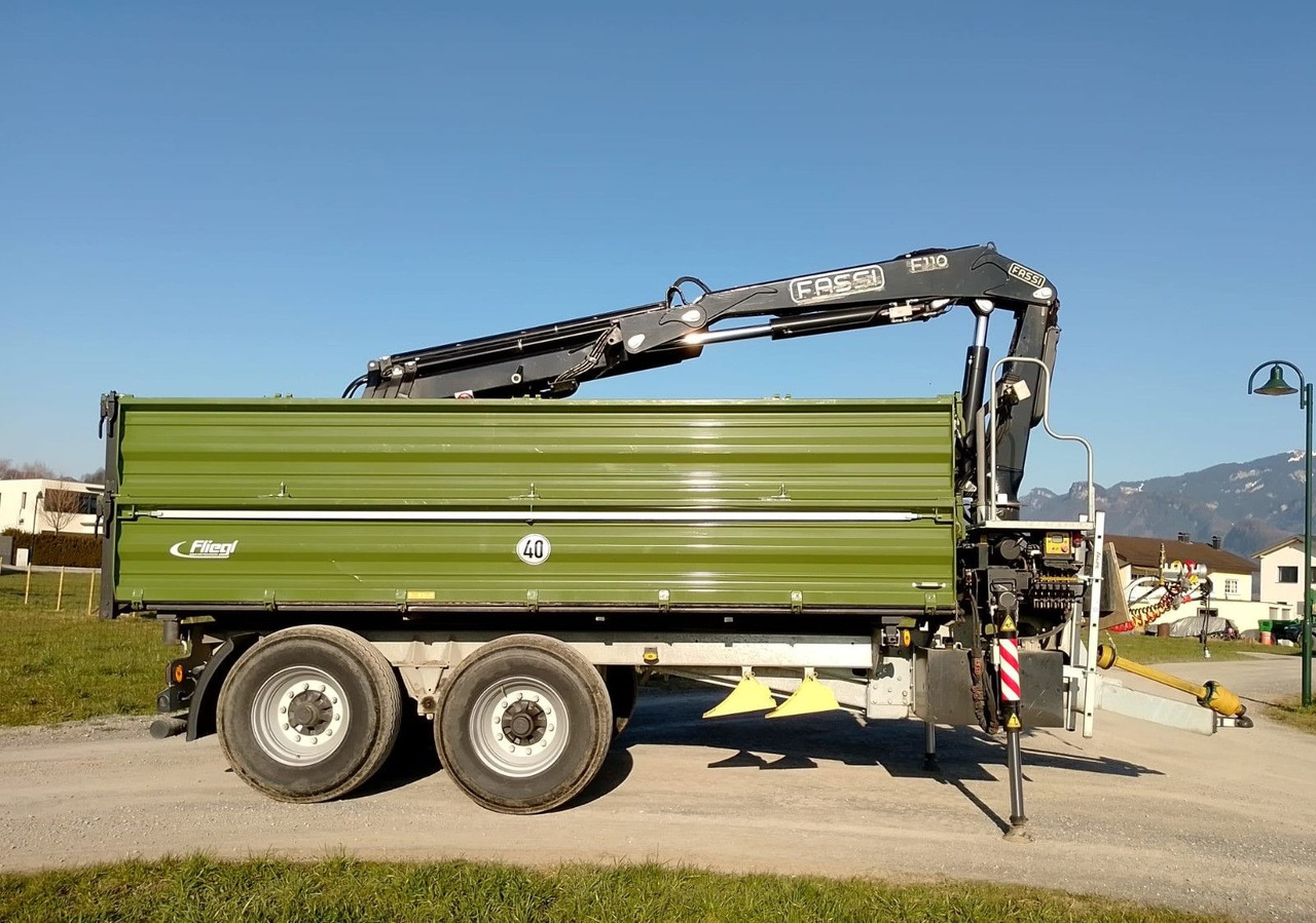 Fliegl TDK160, Agraranhänger, Fassi F110, EU Papiere - Remolque volquete: foto 2 Fliegl TDK160, Agraranhänger, Fassi F110, EU Papiere - Remolque volquete: foto 2