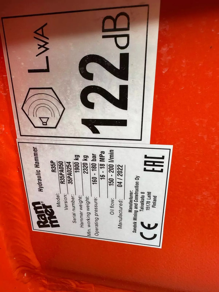 2022 Rammer R35P - Martillo hidráulico: foto 3 2022 Rammer R35P - Martillo hidráulico: foto 3