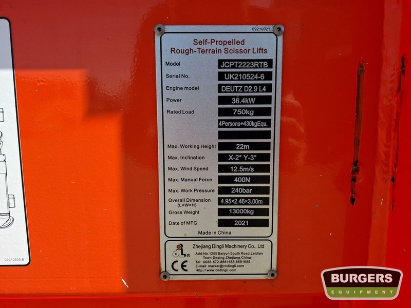 Dingli JCPT2223RTB 4x4 Diesel Schaarhoogwerker 22m - Plataforma de tijeras: foto 5 Dingli JCPT2223RTB 4x4 Diesel Schaarhoogwerker 22m - Plataforma de tijeras: foto 5