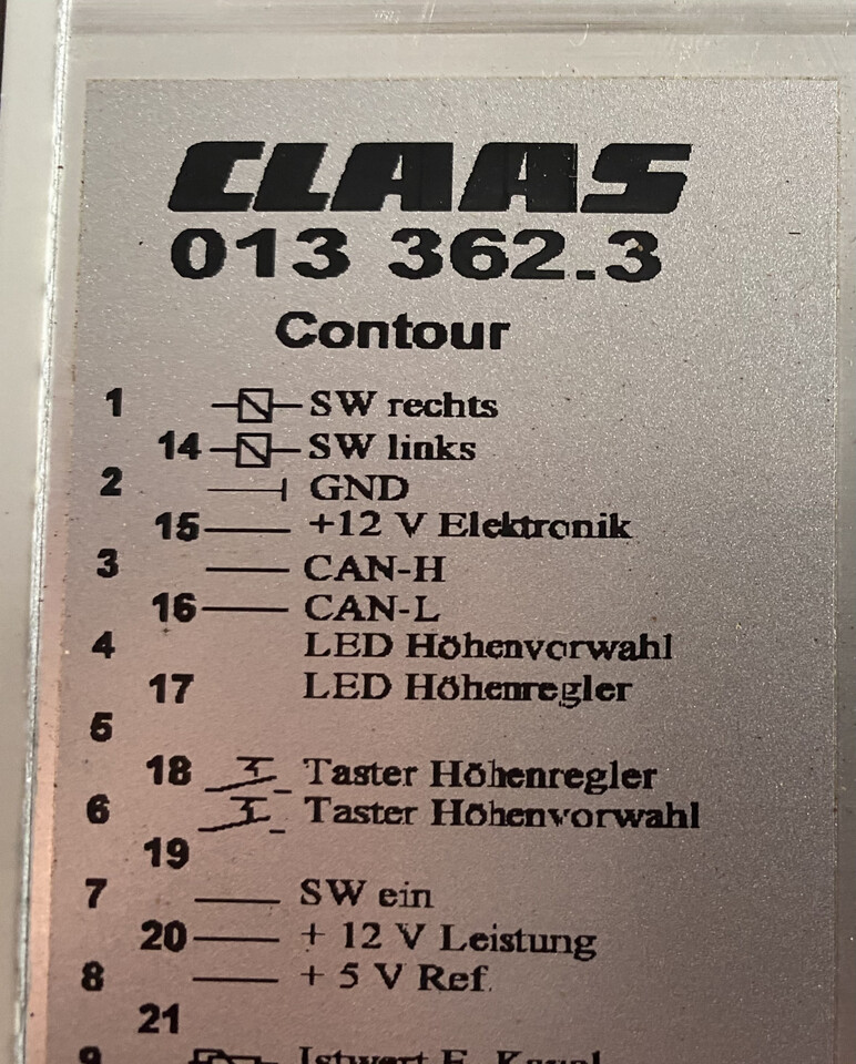 Claas Contour Moduł 013 362.3 - Unidad de control para Maquinaria agrícola: foto 1 Claas Contour Moduł 013 362.3 - Unidad de control para Maquinaria agrícola: foto 1