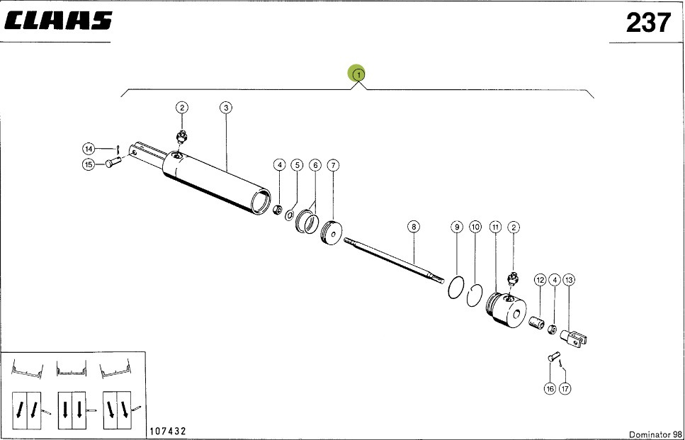 Claas Dominator 98 - siłownik hydrauliczny 0006437840 - Cilindro hidráulico para Maquinaria agrícola: foto 1 Claas Dominator 98 - siłownik hydrauliczny 0006437840 - Cilindro hidráulico para Maquinaria agrícola: foto 1