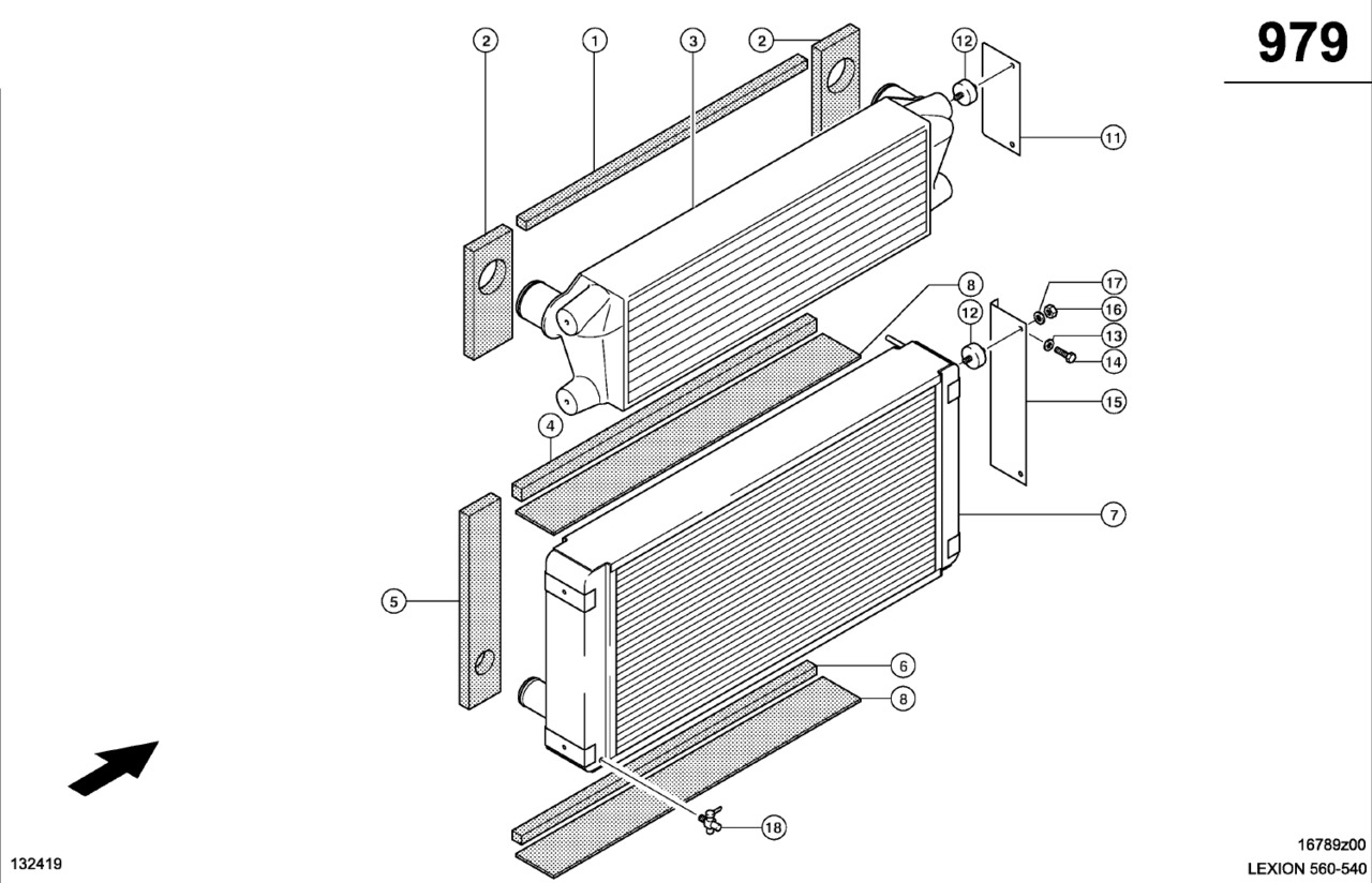 Claas Lexion 560 CHŁODNICA WODY 0007962292 (Silnik cat 3126b; układ chłodzenia) - Radiador para Maquinaria agrícola: foto 1 Claas Lexion 560 CHŁODNICA WODY 0007962292 (Silnik cat 3126b; układ chłodzenia) - Radiador para Maquinaria agrícola: foto 1