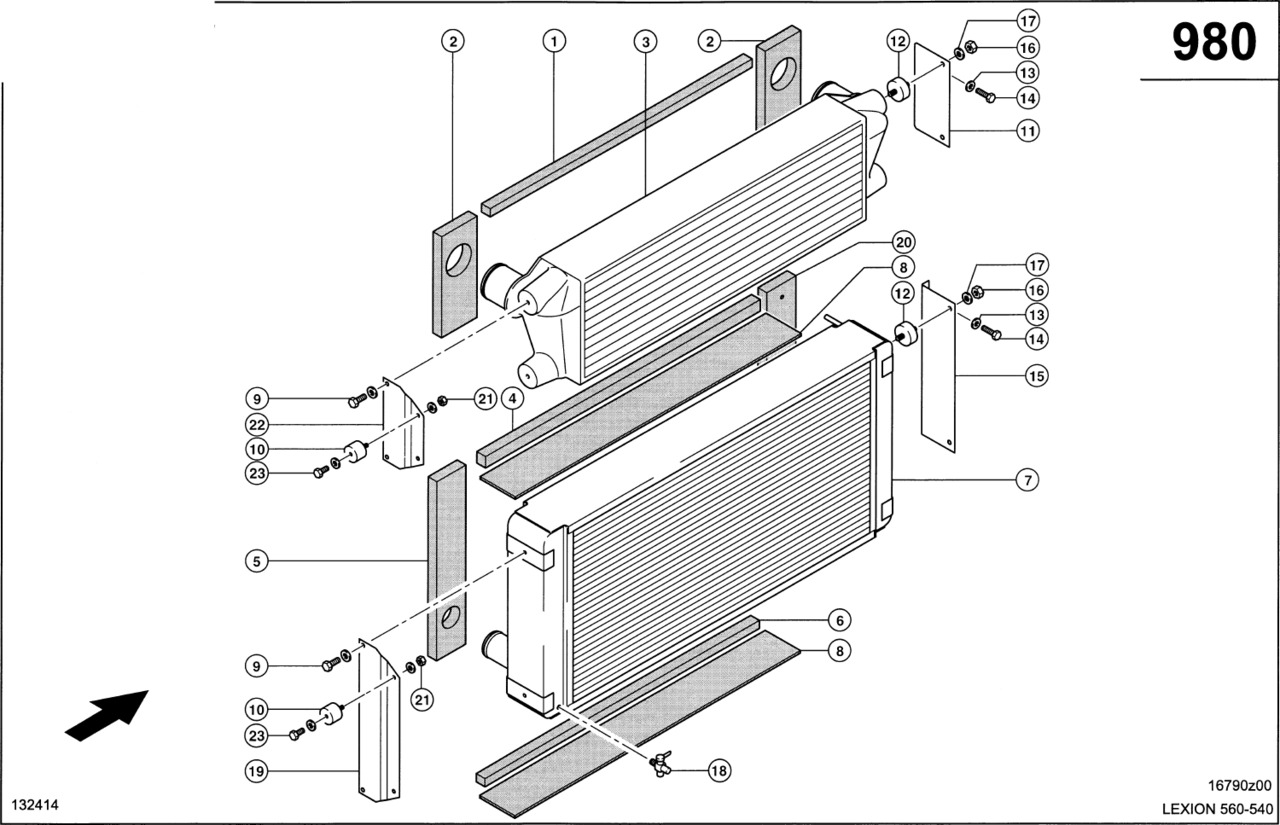 Claas Lexion 560 CHŁODNICA WODY 0007964412 (Silnik cat c9; układ chłodzenia) - Radiador para Maquinaria agrícola: foto 1 Claas Lexion 560 CHŁODNICA WODY 0007964412 (Silnik cat c9; układ chłodzenia) - Radiador para Maquinaria agrícola: foto 1